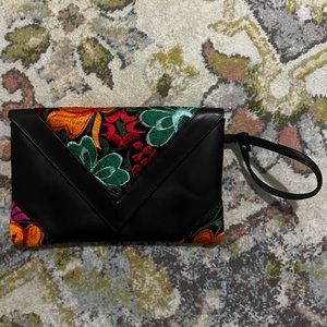 Mexican Embroidered Leather Clutch 2
